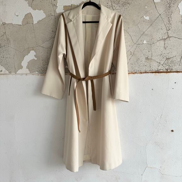 Youthcraft Voyager West Jackets & Blazers - Vtg 60s Youthcraft Voyager West Coat Cream Tan Leather Trim‎ Belted Women S Mod